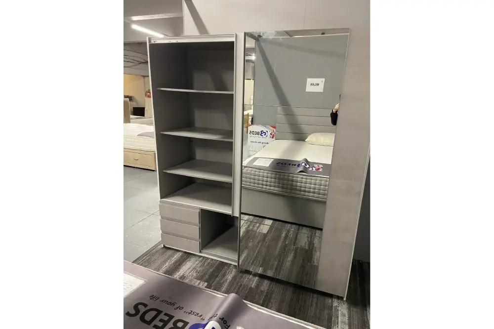 Emden Sliding Door Wardrobe | 3 Shelves & 3 Drawers